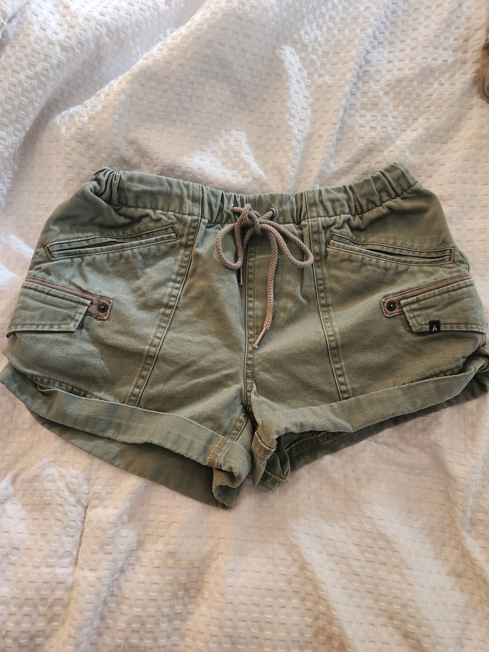 Volcom Olive Green Drawstring Cargo Shorts